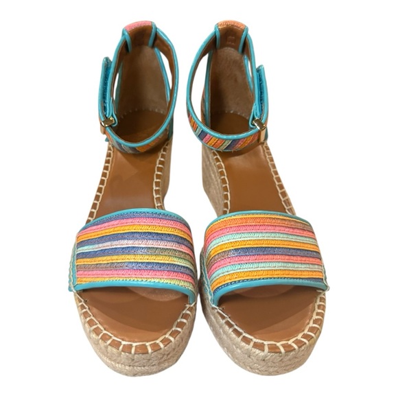 Franco Sarto Womens Wedge Heel Platform Ankle Wrap Sandals Colorful Size 7M - Picture 4 of 12